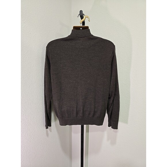Brown 1/4 Zip Extra Fine Merino Wool Long Sleeve Base Layer Raffi Sweater Mens M - Picture 5 of 8